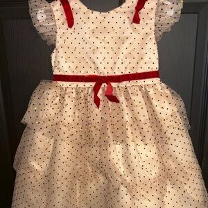 Blueberi Boulevard Cream and Red Polka Dot Formal Dress
